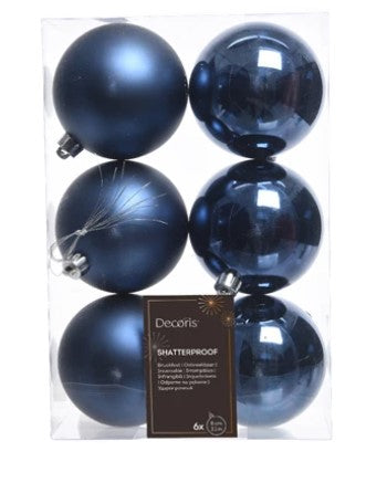 8cm Night Blue Shatterproof Baubles | 022156