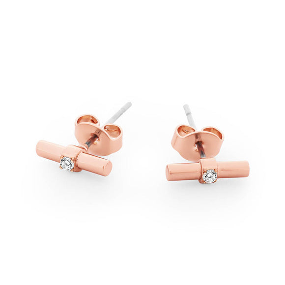 T-Bar Earrings CZ Centre Rose Gold |  152717