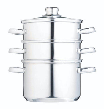 KitchenCraft Stainless Steel Three Tier Steamer, 18cm | KCCVSTEAM