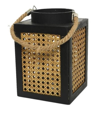 Indoor MDF Lantern with Jute Handle & Tea Light Cup | 367484