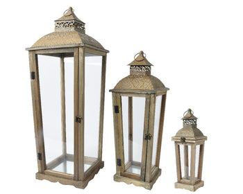 Set of 3 Rectangle Firwood Lanterns | 386580