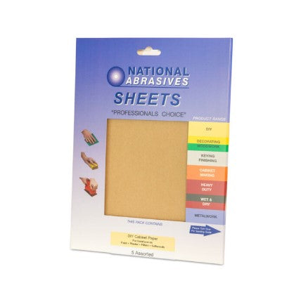 Cabinet Paper 5 Pack Abrasive Sheets Fine | 4106