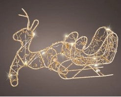 Indoor Micro LED Metal Reindeer with Sleigh |  486650