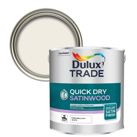 Dulux Trade Quick Dry Satinwood Pure Brilliant White 2.5L | 5220148