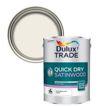 Dulux Trade Quick Dry Satinwood Pure Brilliant White 5L | 5220149