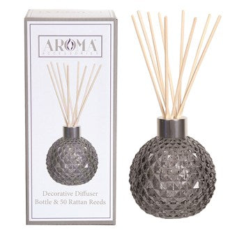 Grey Lustre Glass Reed Diffuser & 50 Rattan Reeds │AR1520GY