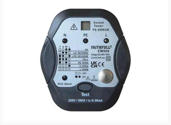 Faithfull Socket Polarity Tester with RCD Test Function | FAIDETSOCRCD