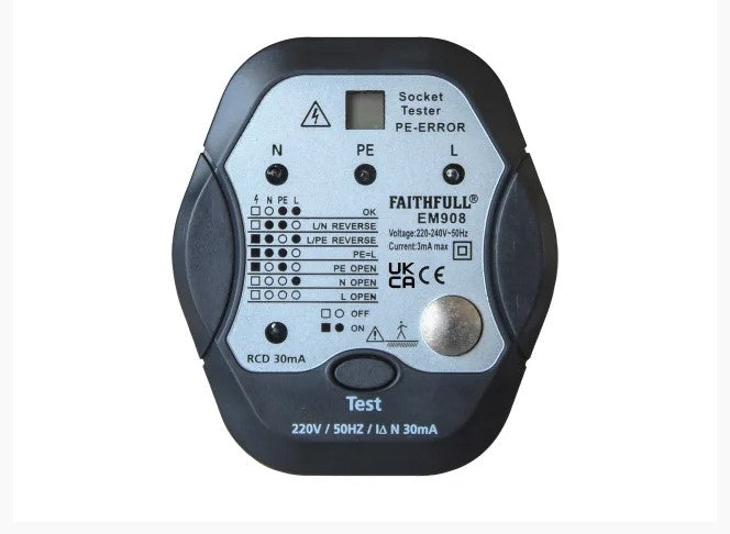 Faithfull Socket Polarity Tester with RCD Test Function | FAIDETSOCRCD