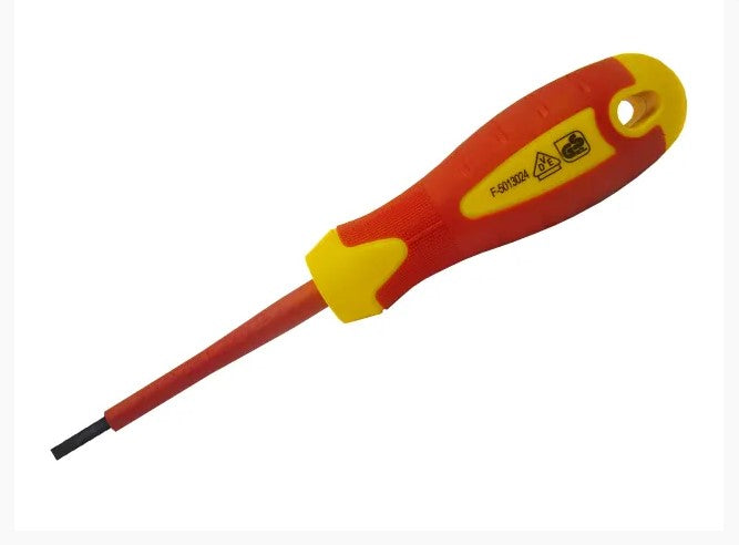 Faithfull VDE Soft Grip Screwdriver Parallel Slotted Tip 3.5 x 100mm | FAISDVDE35