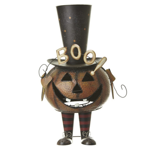 Bouncing Metal Pumpkin With Top Hat..Boo | FAZ003