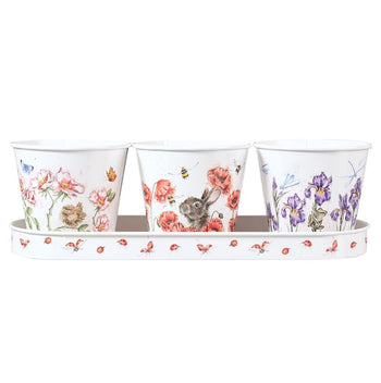 Wrendale Floral Herb Pots & Tray | GR007W