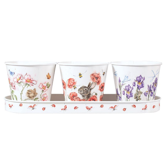 Wrendale Floral Herb Pots & Tray | GR007W