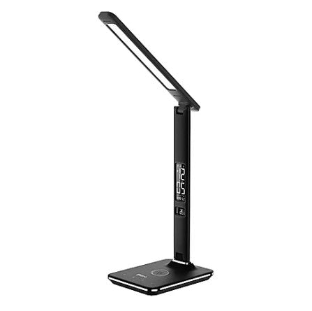 Groove Ares LED Desk Lamp with Wireless Charging Pad & Clock- Black | GV-WC04-BK