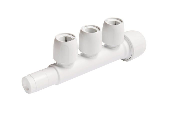 Wavin Hep2O 3 Port Manifold Closed Spigot 22mm x 15mm White | HX89/22W ...