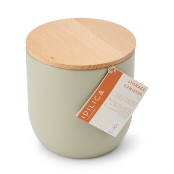 KitchenCraft Idilica Kitchen Canister with Beechwood Lid, 12 x 12cm, Putty │IDCANMEDGRY