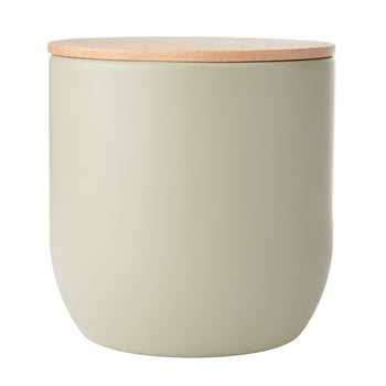 KitchenCraft Idilica Kitchen Canister with Beechwood Lid, 12 x 12cm, Putty │IDCANMEDGRY