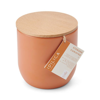 KitchenCraft Idilica Kitchen Canister with Beechwood Lid, 12 x 12cm, Terracotta │IDCANMEDORG