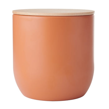 KitchenCraft Idilica Kitchen Canister with Beechwood Lid, 12 x 12cm, Terracotta │IDCANMEDORG