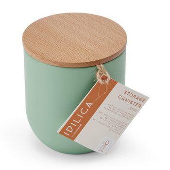 KitchenCraft Idilica Kitchen Canister with Beechwood Lid, 9 x 10cm, Green │IDCANSMLGRN