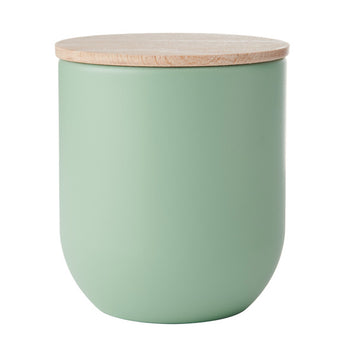 KitchenCraft Idilica Kitchen Canister with Beechwood Lid, 9 x 10cm, Green │IDCANSMLGRN