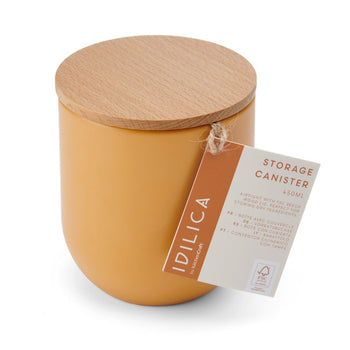 KitchenCraft Idilica Kitchen Canister with Beechwood Lid, 9 x 10cm, Yellow │IDCANSMLYEL