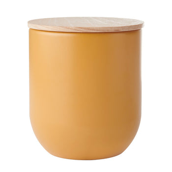 KitchenCraft Idilica Kitchen Canister with Beechwood Lid, 9 x 10cm, Yellow │IDCANSMLYEL