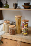 KitchenCraft Idilica Glass Storage Jar with Beechwood Lid, 1000ml | IDGLSSTORMED