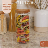 KitchenCraft Idilica Glass Storage Jar with Beechwood Lid, 1000ml | IDGLSSTORMED