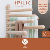 KitchenCraft Idilica Beechwood 6-Rail Wall Rack │IDWALLRACK