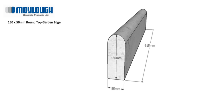 Round Top Garden Edging 6" x 2" x 3' | K004