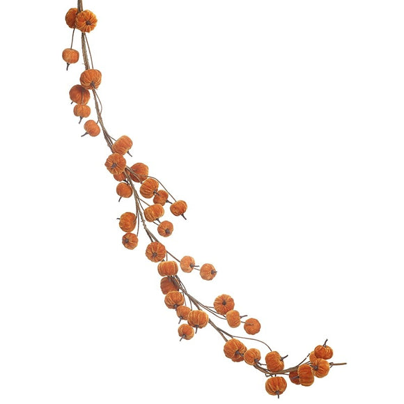 Velvet Orange Pumpkin Garland | KAA050A