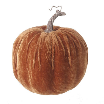 Large Dark Orange Velvet Pumpkin | KAA054