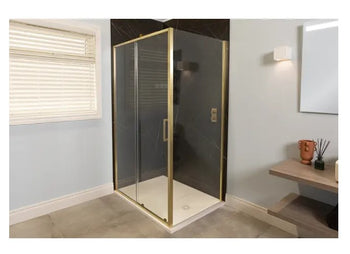 Merlyn 6 Series Sleek Sliding Shower Door - Brushed Brass