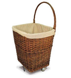 Large Natural Wicker Firelog Cart with Canvas Liner | QL13891-3