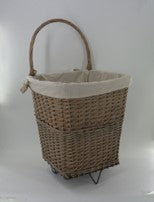 Large Natural Wicker Firelog Cart with Canvas Liner Grey | QL13891-8