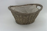 Natural Wicker Oval Basket with Canvas Liner Grey | QL16342-6