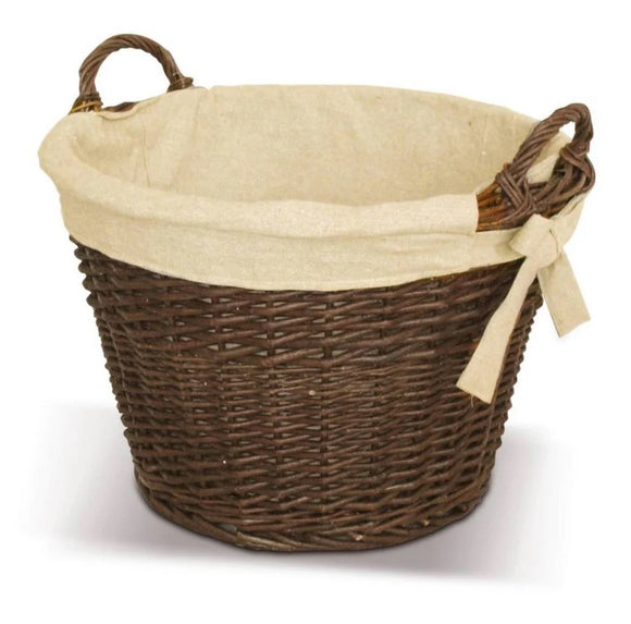 Natural Wicker Round Basket with Canvas Liner | QL16893-4