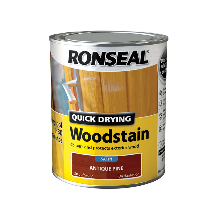 Ronseal Quick Drying Woodstain Antique Pine Satin 750ml | 08736