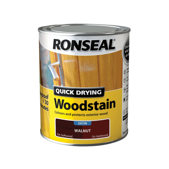 Ronseal Quick Drying Woodstain Walnut Satin 750ml | 08737