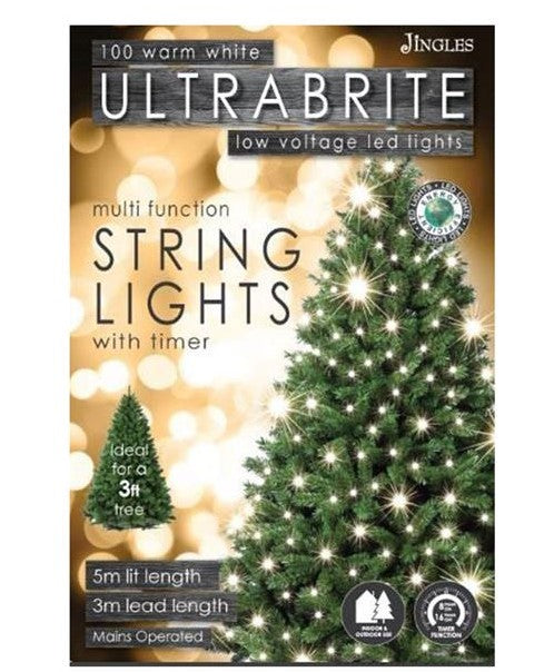 Jingles Ultrabrite 100 White Led Lights With Timer