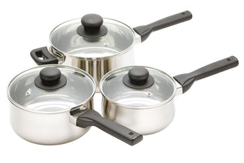 KitchenCraft Stainless Steel Three Piece Saucepan Set | JURY3PC