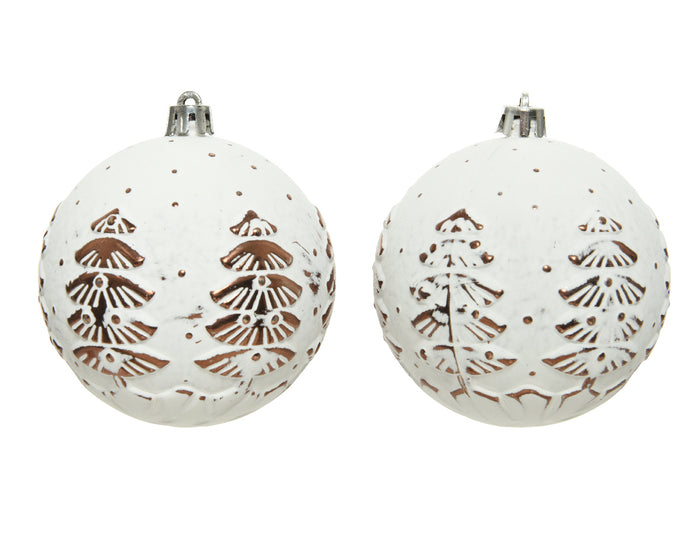 8cm Shatterproof Christmas Baubles with Antique Trees |029294